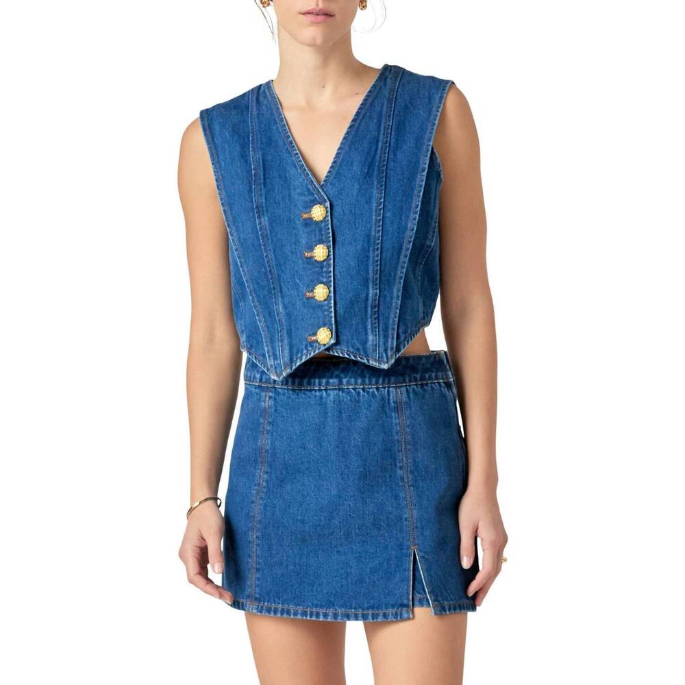 NEW 2.7 AUGUST APPAREL keepin' it classy denim vest in dark wash